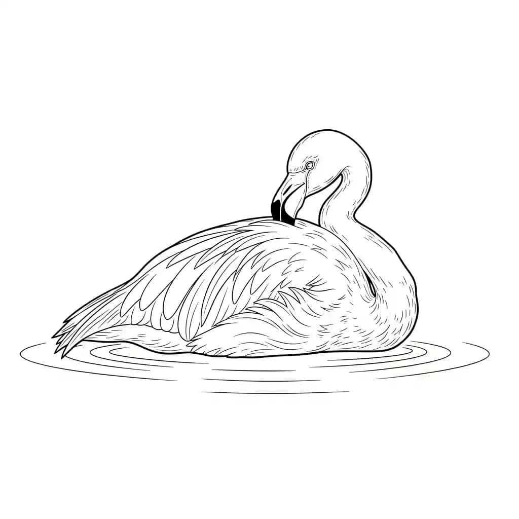 Flamingo Een schattige en creatieve kleurplaat van een flamingo.