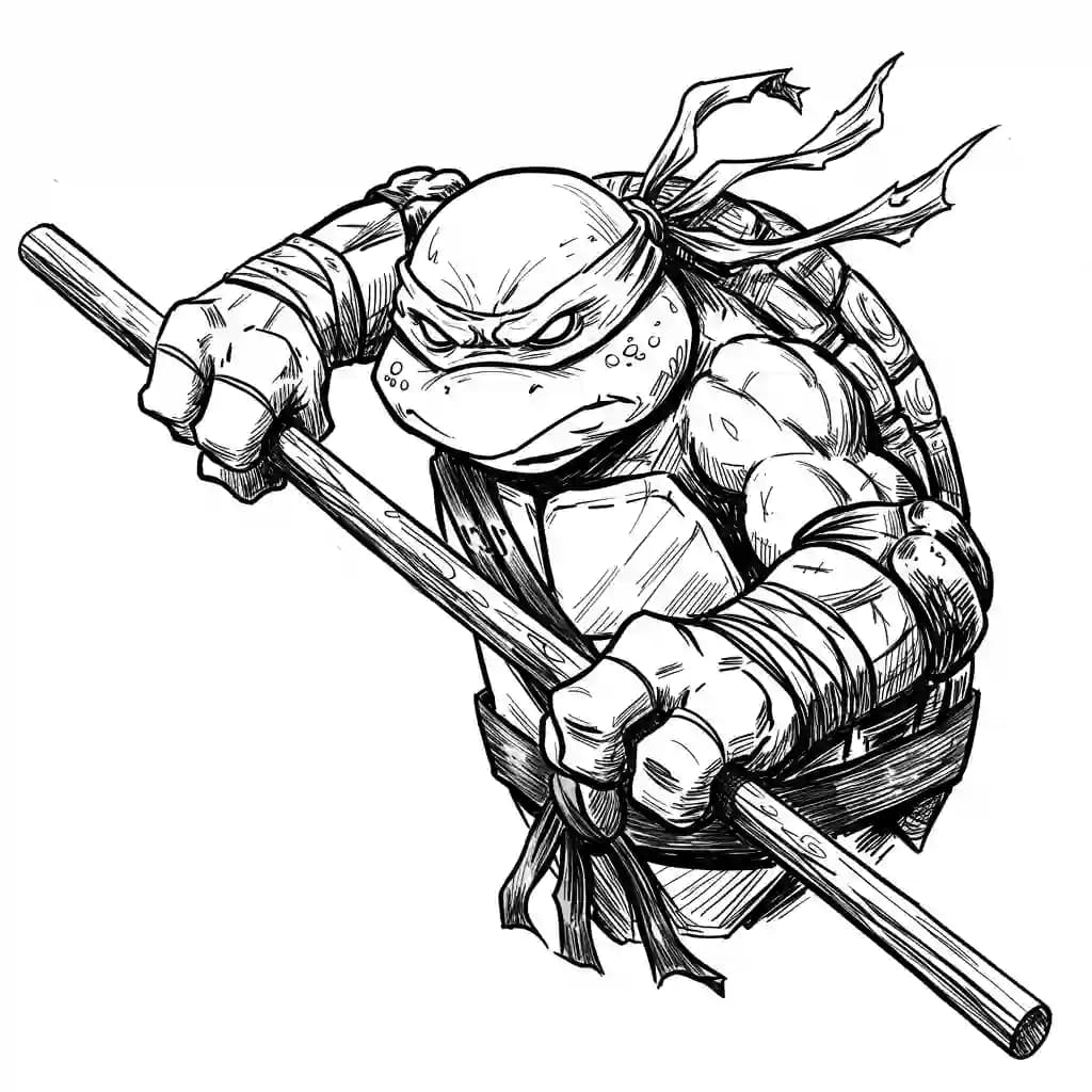 Tienermutante ninjaschildpadden Kleurplaat van tienermutante ninjaschildpadden met een avontuurlijk en speels thema om in te kleuren.