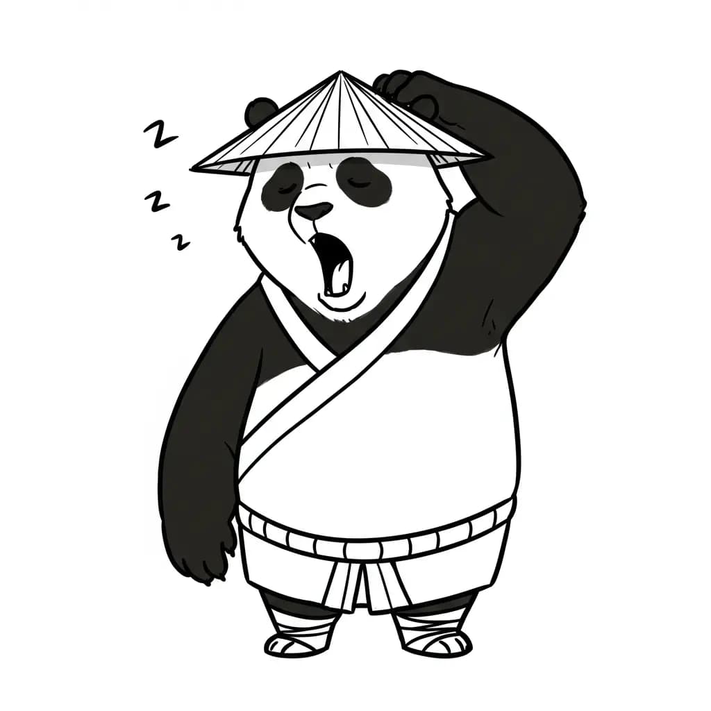 Kung Fu Panda Kung Fu Panda kleurplaat met een grappige en stoere houding om zelf in te kleuren.