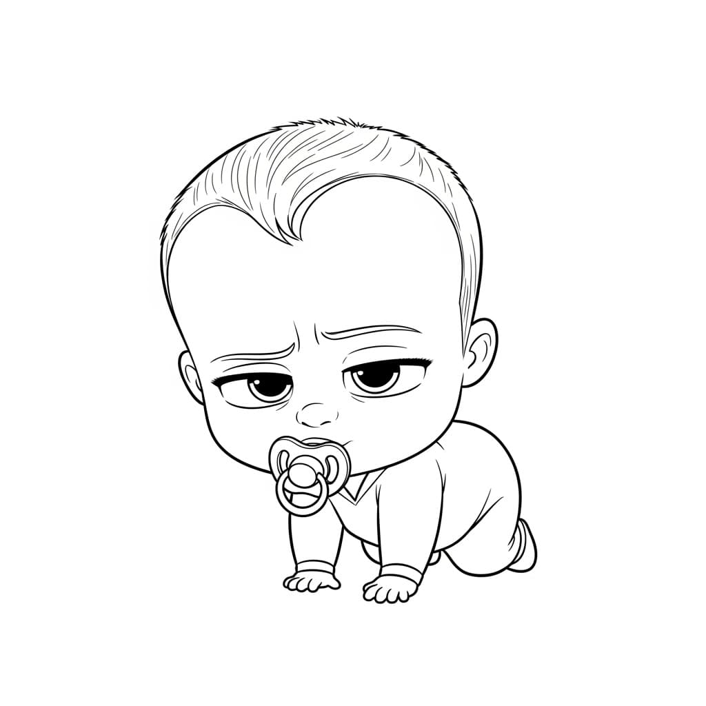 Boss Baby Kleurplaat Zwart-witte kleurplaat van Boss Baby, klaar om in te kleuren door kinderen en volwassenen.