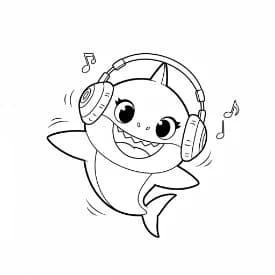 Baby Shark Kleurplaat Vrolijke kleurplaat van Baby Shark die kinderen en volwassenen kunnen inkleuren.