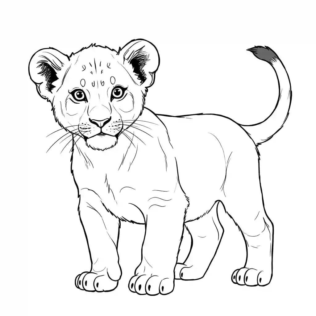 Lion King Kleurplaat van Lion King met een avontuurlijk savanne-thema om in te kleuren.