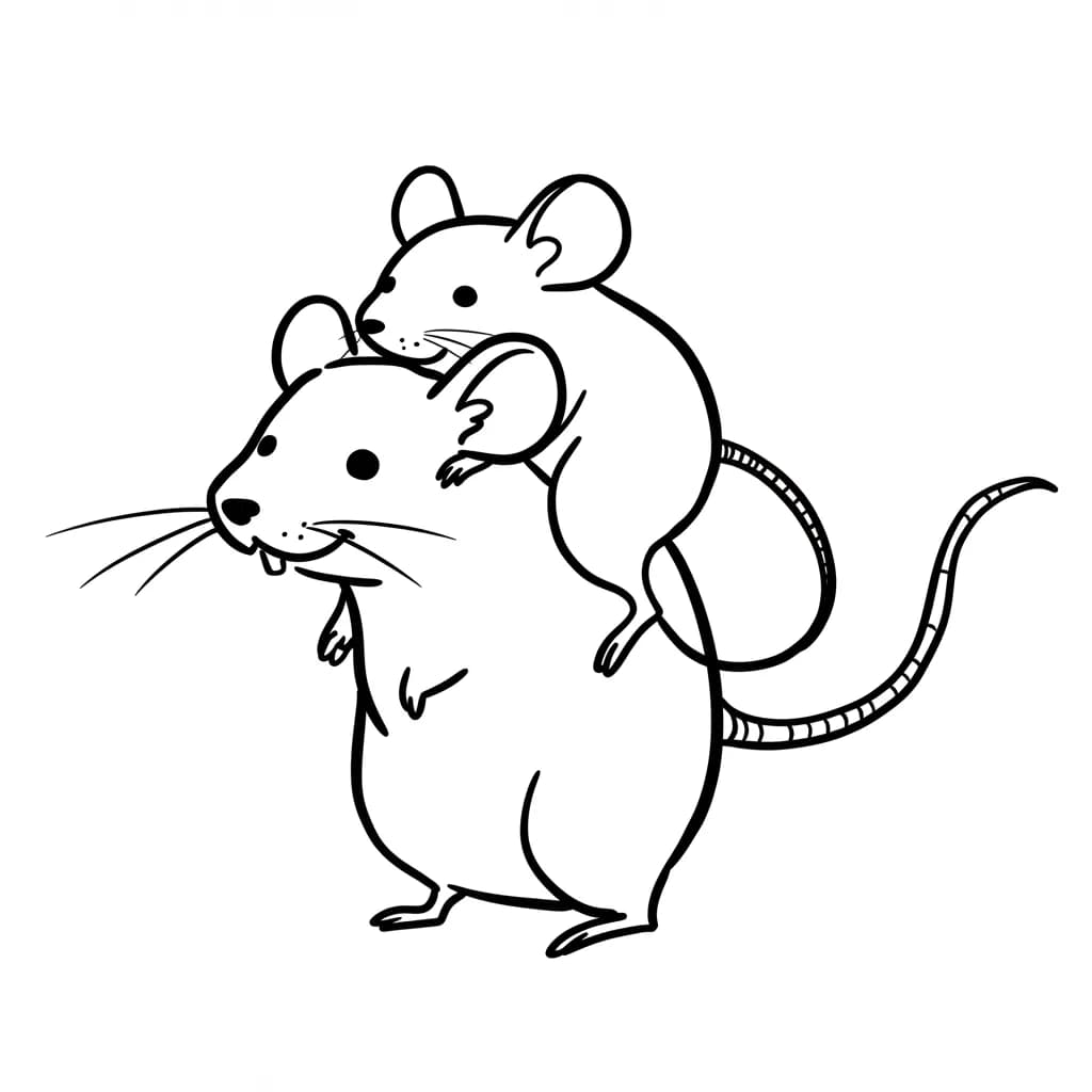 Muis Kleurplaat van een schattige muis die ideaal is om in te kleuren door kinderen en volwassenen.