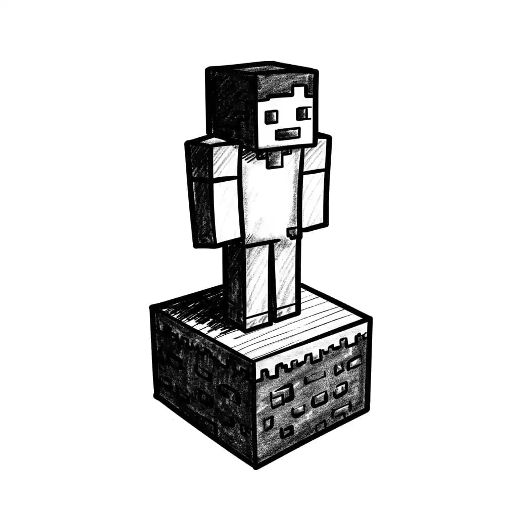 Minecraft Kleurplaat van Minecraft met bekende figuren en avontuurlijke elementen om zelf in te kleuren.