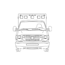 Ambulance Kleurplaat Zwart-witte tekening van een ambulance om gratis te downloaden en in te kleuren.